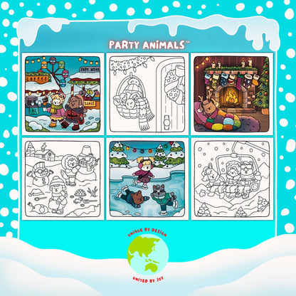 Party Animals Holiday Coloring Book Bundle – Jolly Crew + Road Trippin’