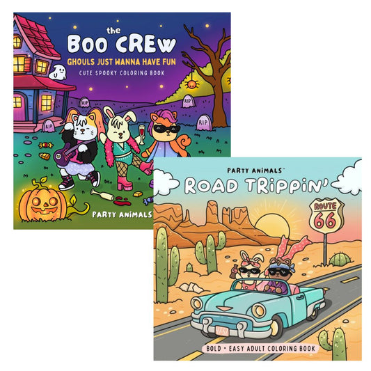 Party Animals Coloring Book Bundle – Road Trippin’ + The Boo Crew